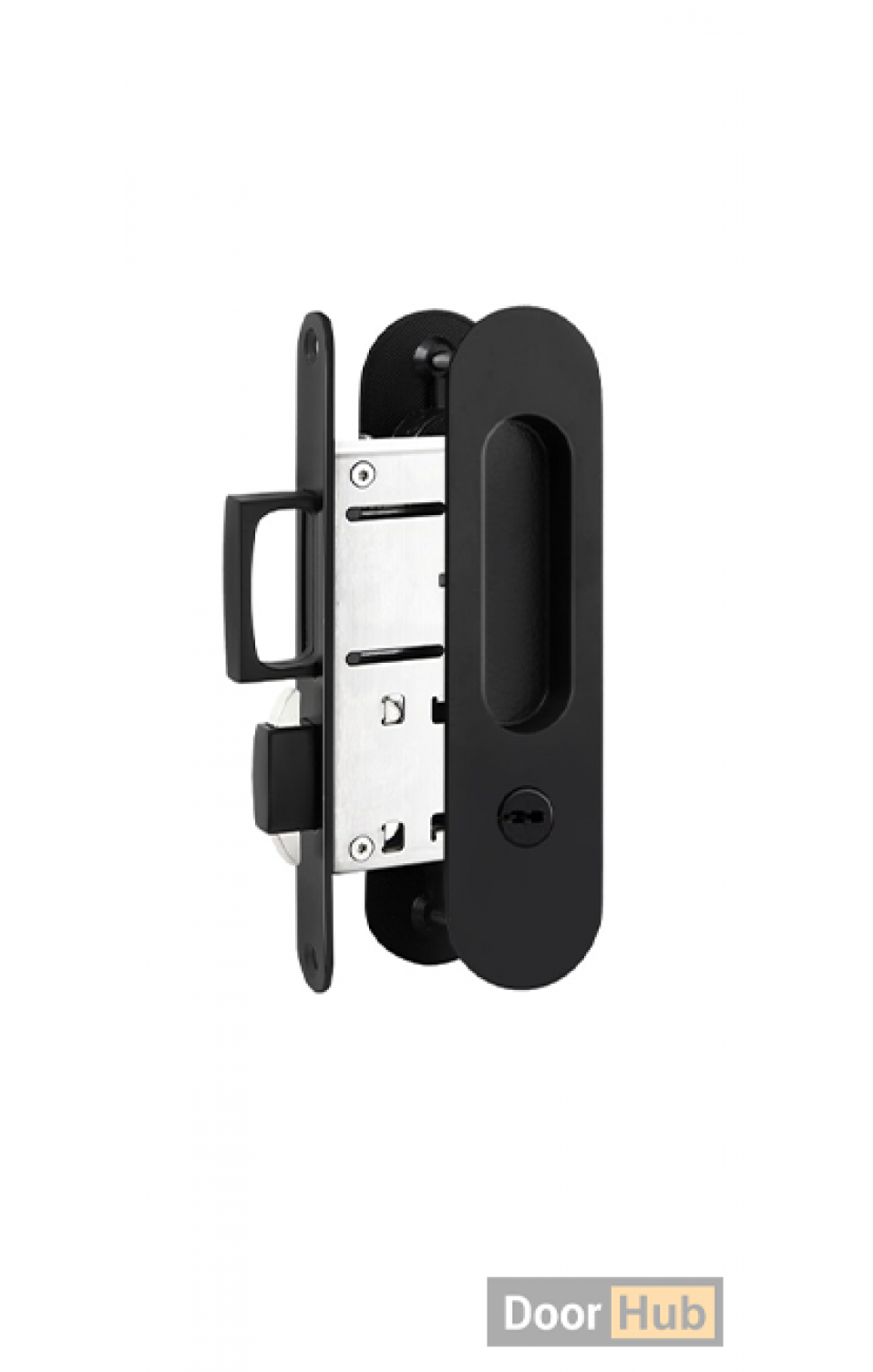 Black Sliding Door Handle Set – Telescopic Lock Mechanism for Wooden & Aluminium Doors